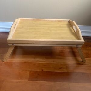 Natural bamboo breakfast bed tray with folding legs